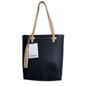 Consuela Black Everyday Tote Bag Diamond With Tassel - NEW